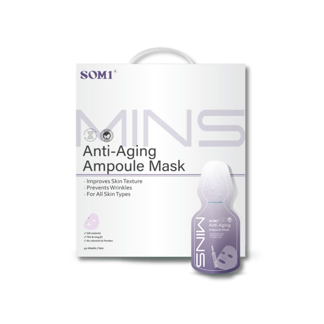 SOM1 MINS Silk Ampoule Mask
Carton Box (Anti-Aging)